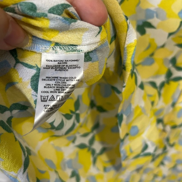 LOFT Yellow and Blue Floral Ruffled 3/4 Sleeve Blouse - Picture 4 of 7